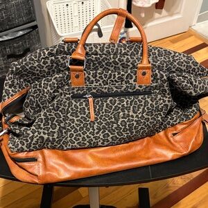 Leopard Print woMen's Bag with Tan Accents